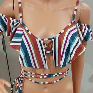 Montce Multicolor Striped Off-Shoulder Crop Top